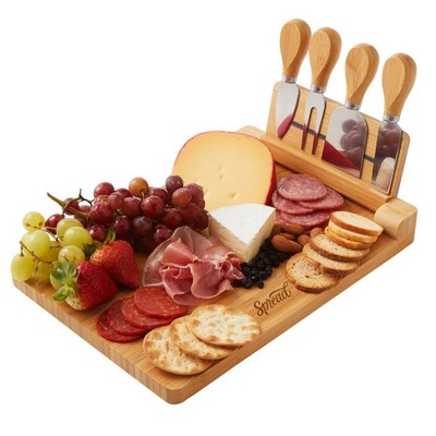 5-Piece Magnetic Bamboo Cheese Board Set